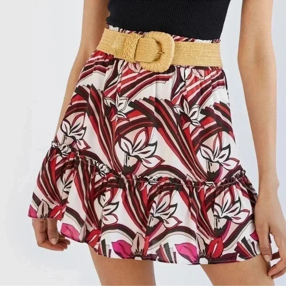 Anthropologie | Above Knee Floral Summer Luau Tropical Skirt Size XS